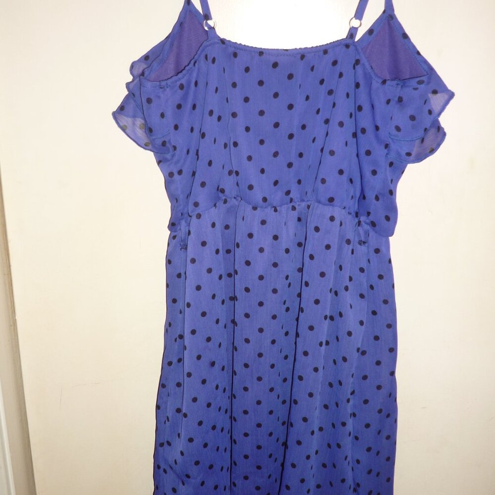 RUE 21 Royal Blue Black Polka Dot Mini Dress Spaghetti Straps Adjustable